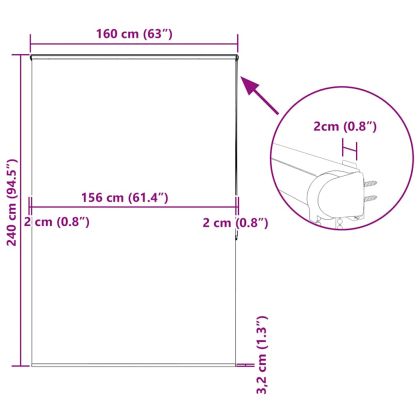 Ролетна щора за душ с касета 160x240 см Ширина на плата 156 см