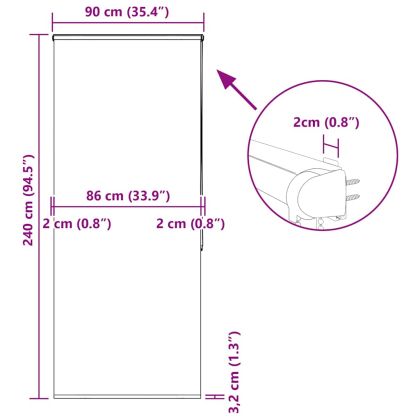 Ролетна щора за душ с касета 90x240 см Ширина на плата 86 см
