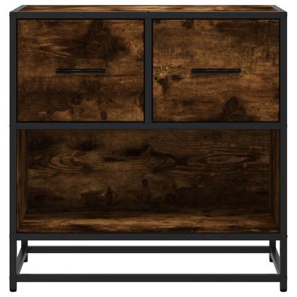 Нощно шкафче опушен дъб 60x31x60 cm Обработено дърво и метал