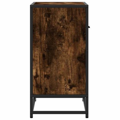 Нощно шкафче опушен дъб 60x31x60 cm Обработено дърво и метал