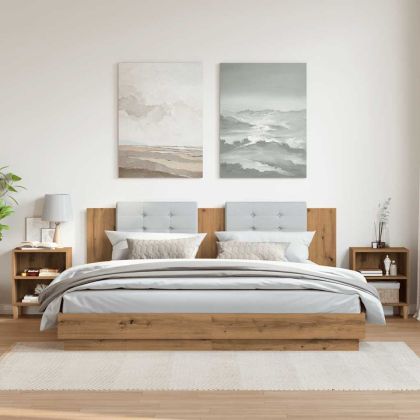 Нощни шкафчета, 2 бр, дъб артизан, 40x30x50 см, инженерно дърво