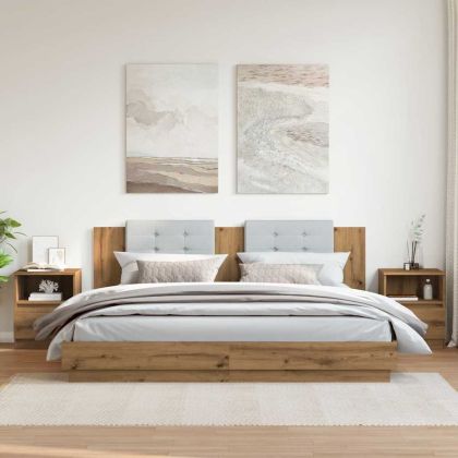 Нощни шкафчета, 2 бр, дъб артизан, 40x40x50 см, инженерно дърво