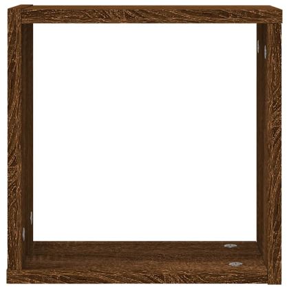 Стенни кубични рафтове 2 бр. кафяв дъб 30x15x30 cm