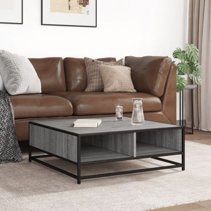 Кафе маса, сив сонома, 80x80x30 см, инженерно дърво и метал