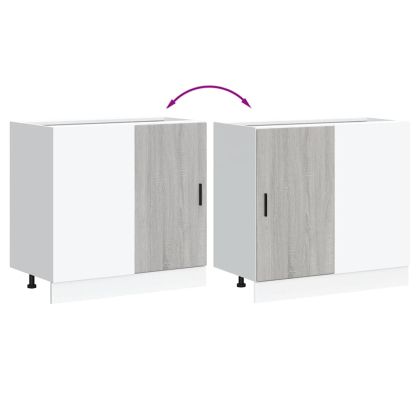 Долен шкаф за мивка "Lyon" сив, инженерно дърво сонома