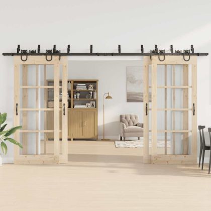 Комплект механизъм за плъзгаща врата, 400 см, стомана, черен