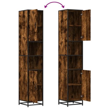 Шкаф за баня опушен дъб Обработено дърво и метал