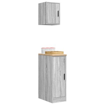 гаражни шкафове, 2 бр, сив сонома, инженерно дърво