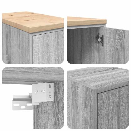 гаражни шкафове, 2 бр, сив сонома, инженерно дърво