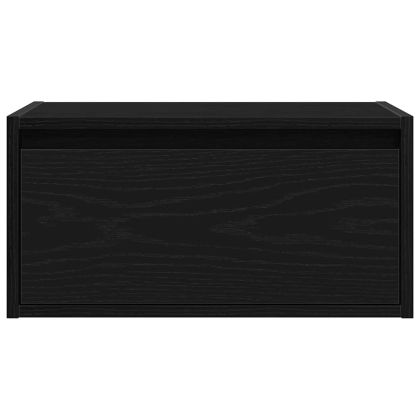 Нощно шкафче за стена с LED светлини, Черен дъб