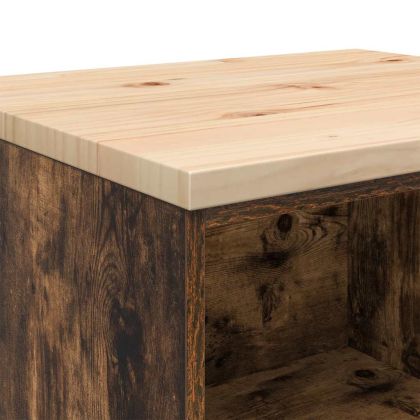 Гаражен шкаф за съхранение, опушен дъб, 60x51x85 см, бор масив