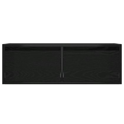 ТВ шкаф с LED осветление, Черен дъб, 75x35,5x25 см