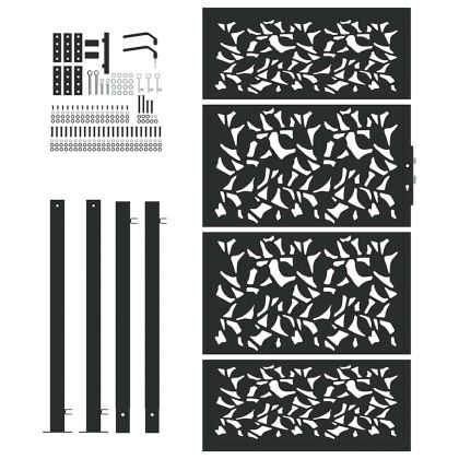 Градинска порта, черна, 100x175 см, дизайн от стоманено крило