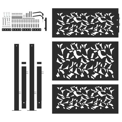 Градинска порта, черна, 100x125 см, дизайн от стоманено крило