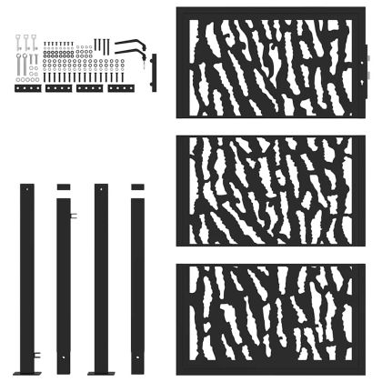 Градинска порта, черна, 100x150 см, стоманен дизайн с трасета