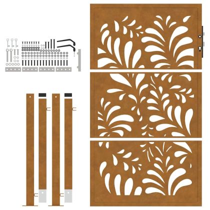 Градинска порта 100x150 см, устойчива на атмосферни влияния стомана, вълнообразен дизайн