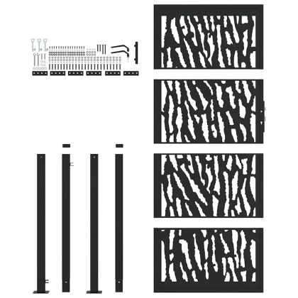 Градинска порта, черна, 100x200 см, стоманена, с трасета