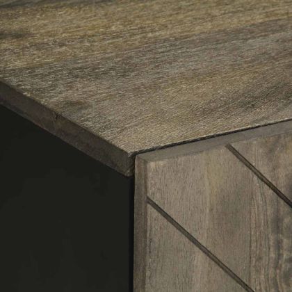 ТВ шкаф, черен, 105x33x46 см, масивно мангово дърво