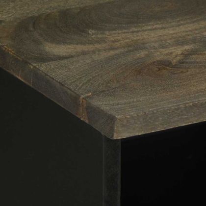 ТВ шкаф, черен, 100x33x46 см, мангово дърво масив