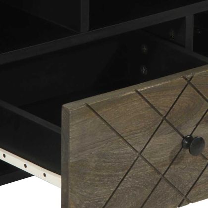 ТВ шкаф, черен, 100x33x46 см, мангово дърво масив