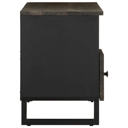 ТВ шкаф, черен, 100x33x46 см, мангово дърво масив