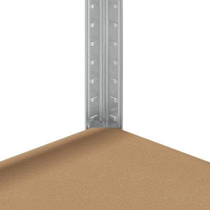 Стелаж с 5 рафта, сребрист, стомана и инженерно дърво