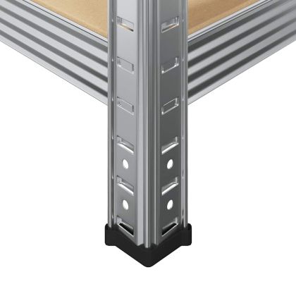 Стелаж с 5 рафта, сребрист, стомана и инженерно дърво