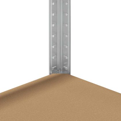 Стелаж с 4 рафта, сребрист, стомана и инженерно дърво