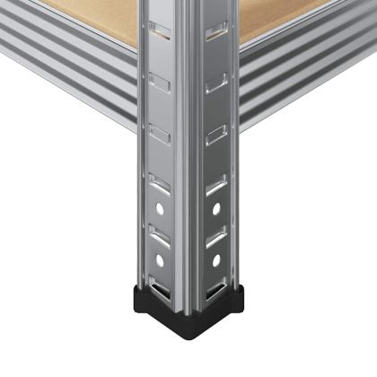 Стелаж с 4 рафта, сребрист, стомана и инженерно дърво