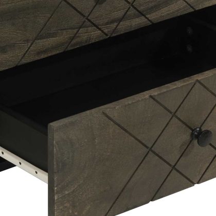 vidaXLL Нощно шкафче черно 50x33x62 cm Масивна дървесина Манго