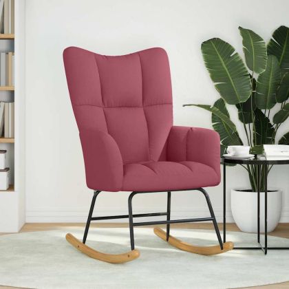 Люлеещ се стол, виненочервен, текстил