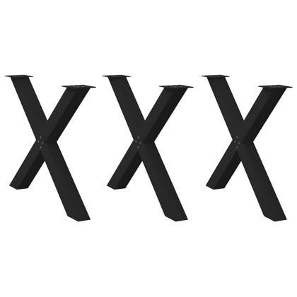 Крака за трапезна маса, X-образни, 3 бр., черни, 90 x (72-73) см, стомана
