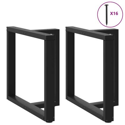 Крака за трапезна маса, Т-образни, 2 бр., черни, 80x35x(72-73) см, стомана