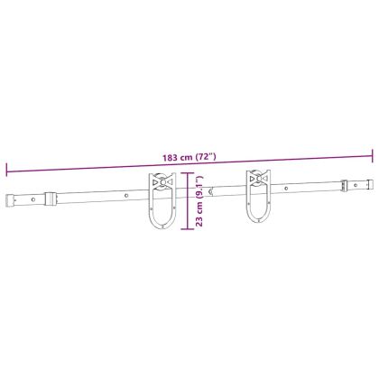Комплект механизъм за плъзгаща врата, 183 см, стомана, черен