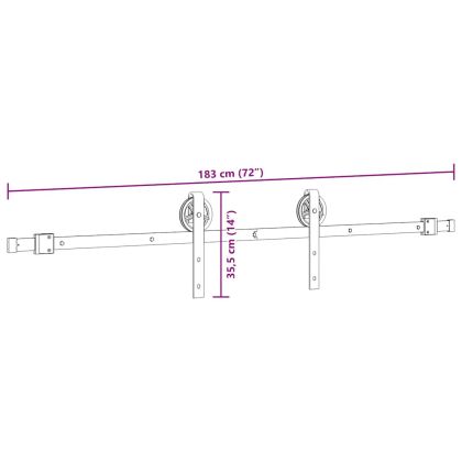 Комплект механизъм за плъзгаща врата, 183 см, стомана, черен