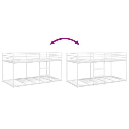 Двуетажно легло без матрак Бяло 75x190 cm Стомана