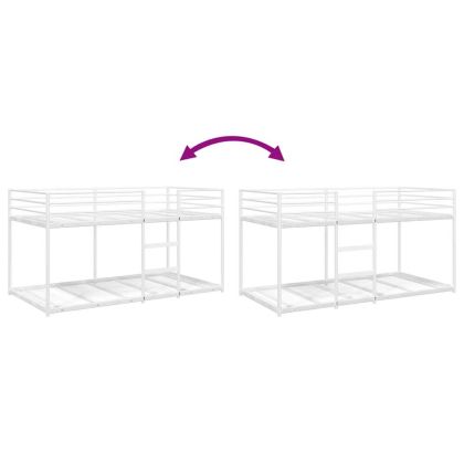 Двуетажно легло без матрак Бяло 90x190 cm Стомана