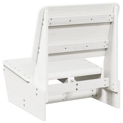 Градински стол, бял, 60x64x70,5 см, борово дърво масив