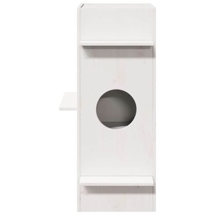 Къща за котки бяла 43x43x90 cm масивна дървесина бор