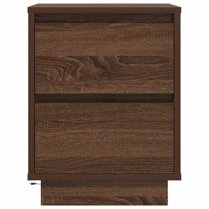 Нощен шкаф с LED осветление Кафяв дъб 38x34x50 cm