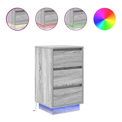 Нощен шкаф с LED осветление Grey Sonoma 38x34x65 cm