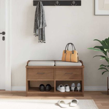 vidaXLL Пейка за антре SANDNES 87x40x50 cm Масивна дървесина Бор