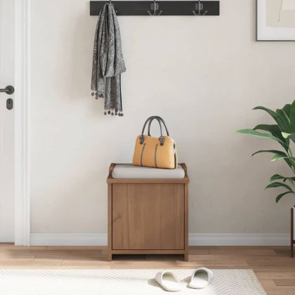 vidaXLL Пейка за антре SANDNES 45x40x50 cm масивна дървесина бор