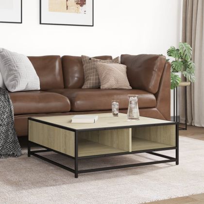 Масичка за кафе Сонома дъб 80x80x30 cm Обработено дърво и метал