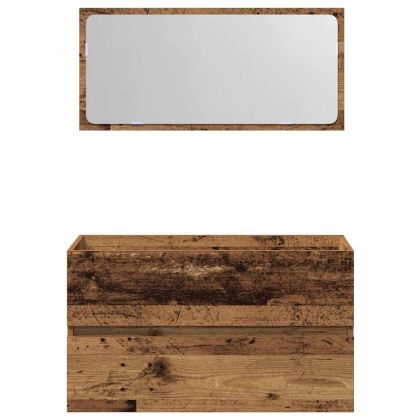 Шкаф за баня с огледало Стара дървесина Инженерна дървесина