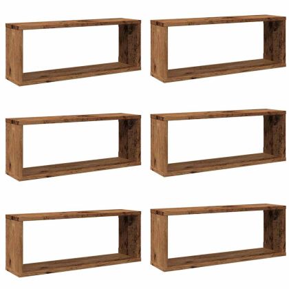 Wall Cube Shelves 6 pcs Old Wood 60x15x23cm Инженерна дървесина