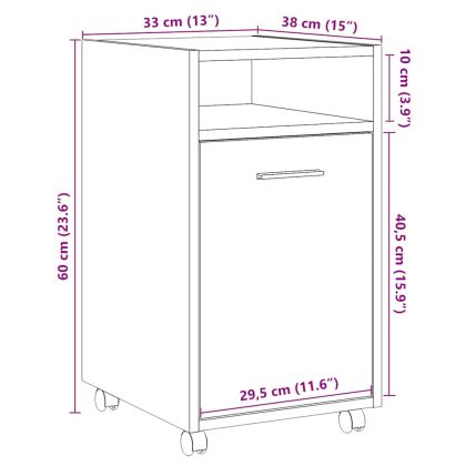 Шкаф с колелца Старо дърво 33x38x60 cm Инженерна дървесина