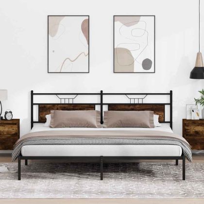 Рамка за легло без матрак опушен дъб 193x201 см инженерно дърво