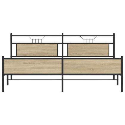 Метална рамка за легло, без матрак, сонома дъб, 193x201 см