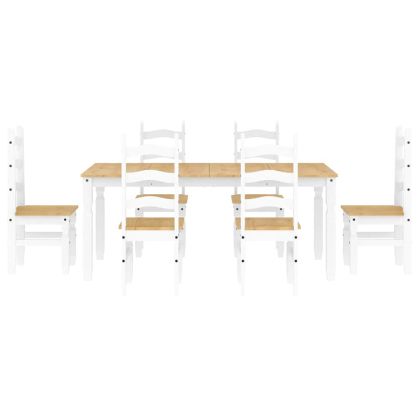 Трапезен комплект от 7 части Panama, Бяла бор масив